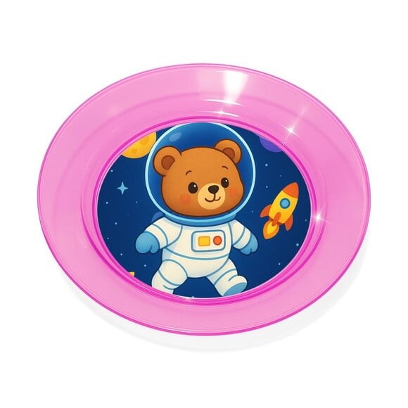 Prato Acrílico Personalizado Festa Ursinho Astronauta