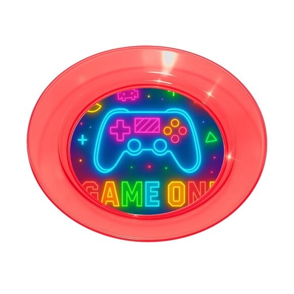 Prato Acrílico Personalizado Festa Video Game Neon