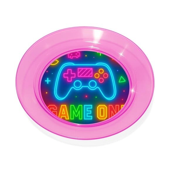 Prato Acrílico Personalizado Festa Video Game Neon