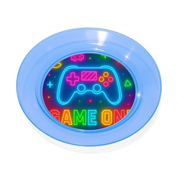 Prato Acrílico Personalizado Festa Video Game Neon