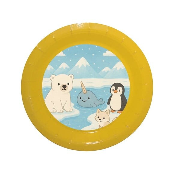 Prato de Papel Personalizado Animais do Ártico