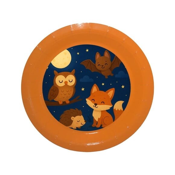 Prato de Papel Personalizado Animais Noturnos