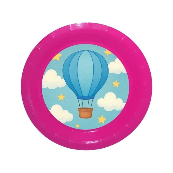 Prato de Papel Personalizado Balão de Ar Azul