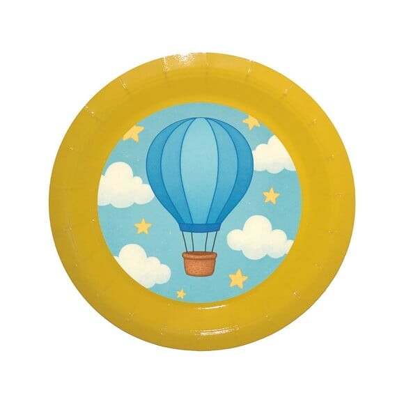 Prato de Papel Personalizado Balão de Ar Azul