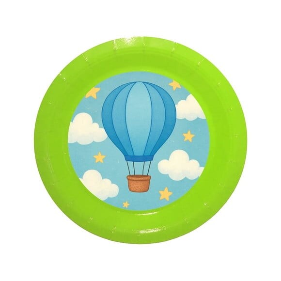 Prato de Papel Personalizado Balão de Ar Azul