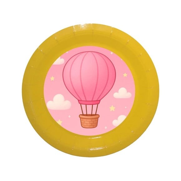 Prato de Papel Personalizado Balão de Ar Rosa