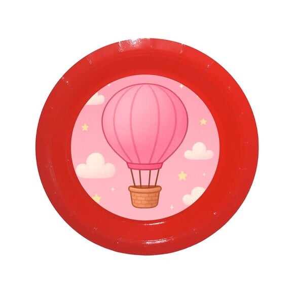 Prato de Papel Personalizado Balão de Ar Rosa