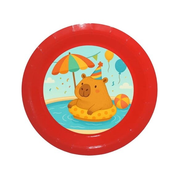 Prato de Papel Personalizado Capivara Pool Party