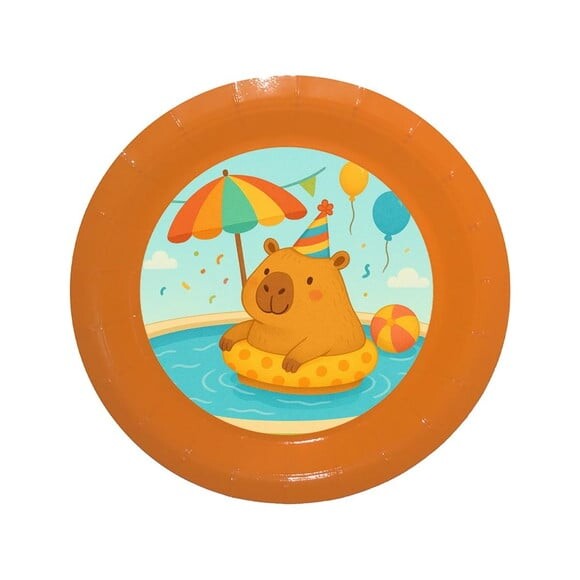 Prato de Papel Personalizado Capivara Pool Party