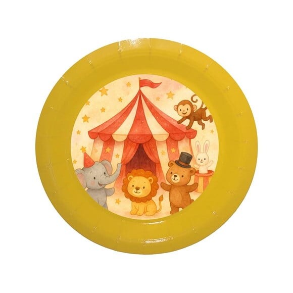 Prato de Papel Personalizado Circo Aquarela