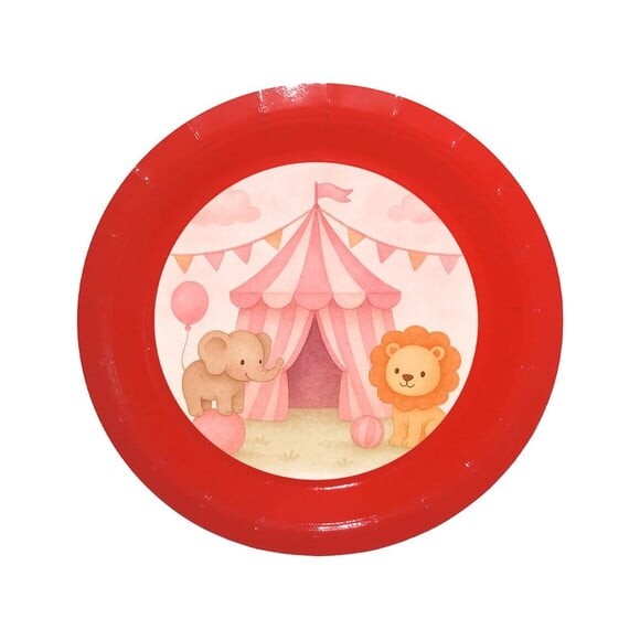 Prato de Papel Personalizado Circo Rosa Aquarela
