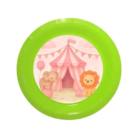 Prato de Papel Personalizado Circo Rosa Aquarela
