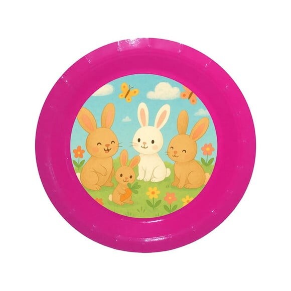 Prato de Papel Personalizado Coelhinhos
