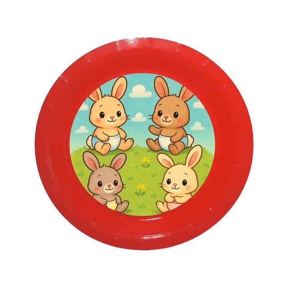 Prato de Papel Personalizado Coelhinhos Baby