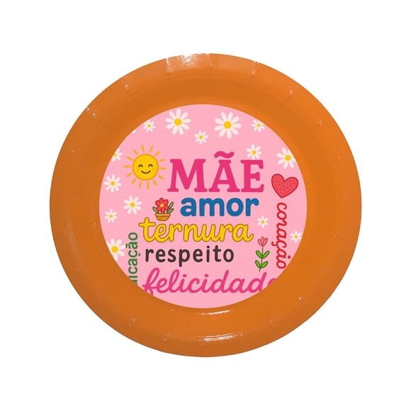 Prato de Papel Personalizado Dia das Mães