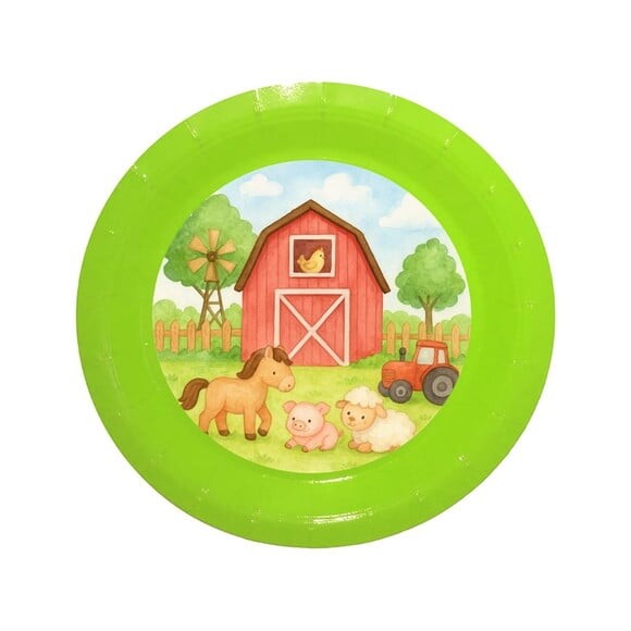 Prato de Papel Personalizado Fazendinha Aquarela