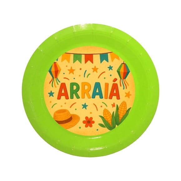 Prato de Papel Personalizado Festa Junina Arraiá