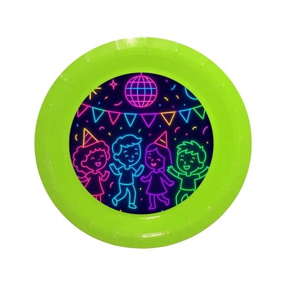 Prato de Papel Personalizado Festa Neon