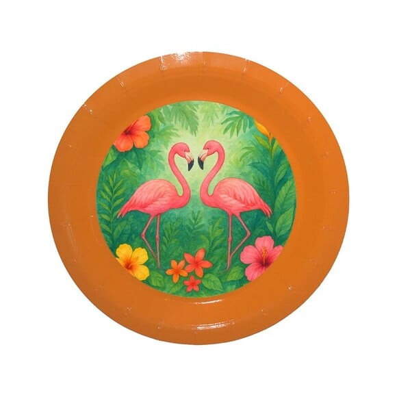 Prato de Papel Personalizado Flamingo Aquarela