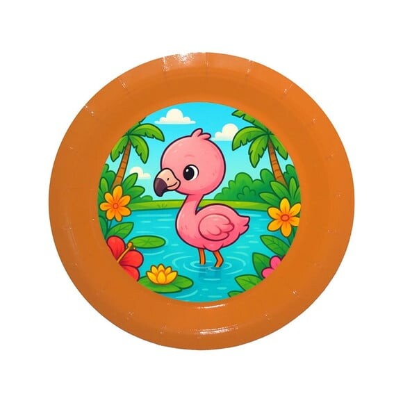 Prato de Papel Personalizado Flamingo Baby