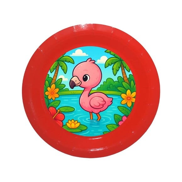 Prato de Papel Personalizado Flamingo Baby