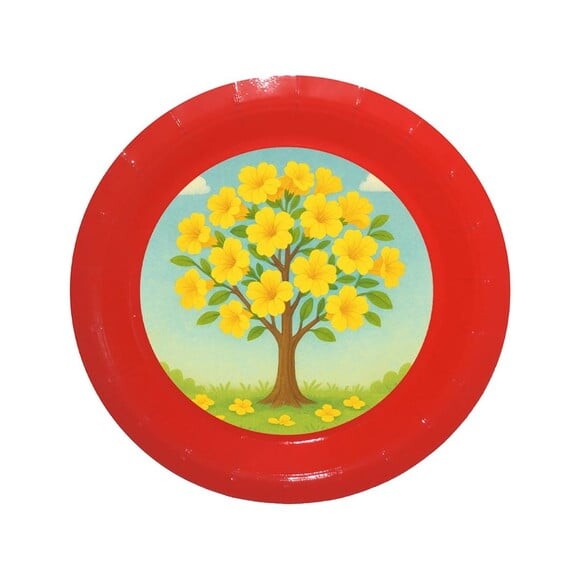Prato de Papel Personalizado Flor de Ipê Amarela