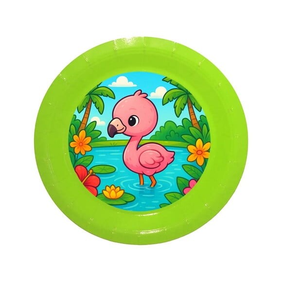 Prato de Papel Personalizado Flamingo Baby