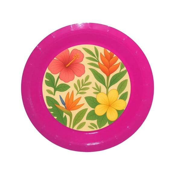 Prato de Papel Personalizado Flores Tropicais