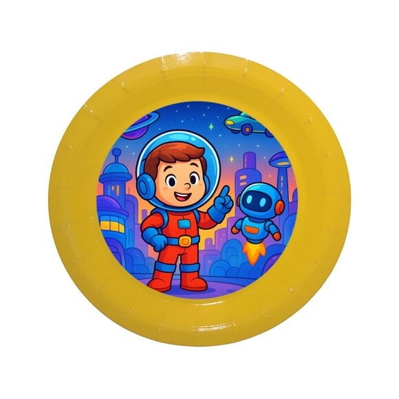 Prato de Papel Personalizado Futurismo Infantil