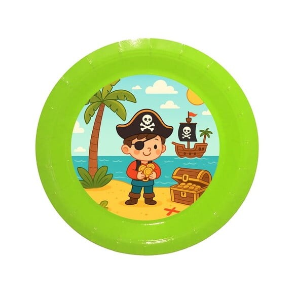 Prato de Papel Personalizado Ilha Pirata