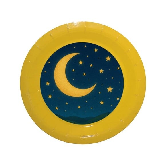 Prato de Papel Personalizado Lua e Estrelas