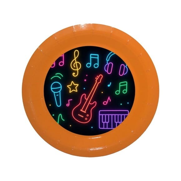 Prato de Papel Personalizado Neon Musical