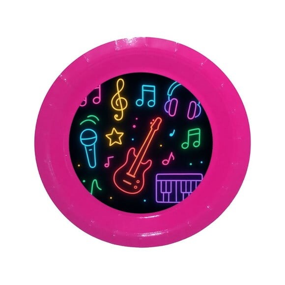Prato de Papel Personalizado Neon Musical