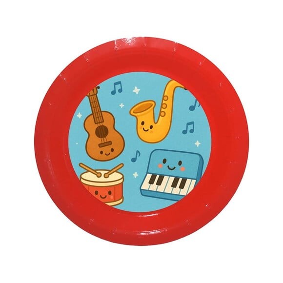 Prato de Papel Personalizado Músicas Instrumentos