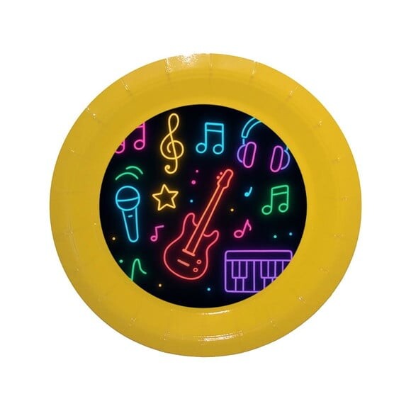 Prato de Papel Personalizado Neon Musical
