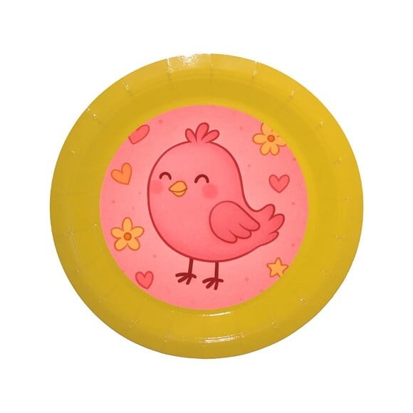 Prato de Papel Personalizado Passarinho Rosa