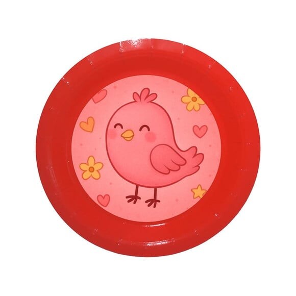 Prato de Papel Personalizado Passarinho Rosa