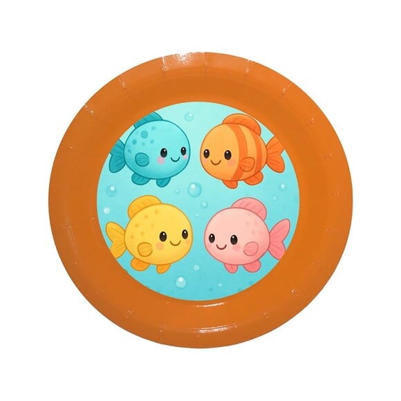 Prato de Papel Personalizado Peixinhos Baby