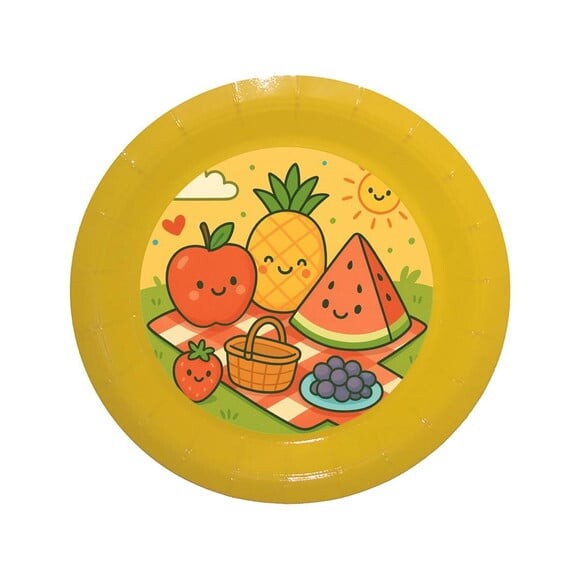 Prato de Papel Personalizado Piquenique das Frutas