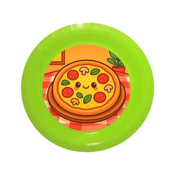 Prato de Papel Personalizado Pizza Divertida