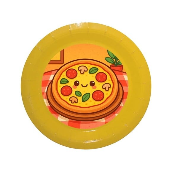 Prato de Papel Personalizado Pizza Divertida