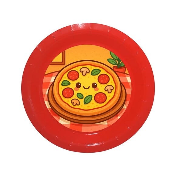 Prato de Papel Personalizado Pizza Divertida