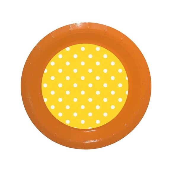 Prato de Papel Personalizado Poá Amarelo
