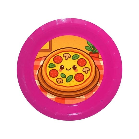 Prato de Papel Personalizado Pizza Divertida