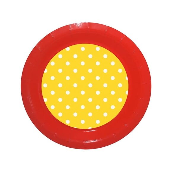 Prato de Papel Personalizado Poá Amarelo