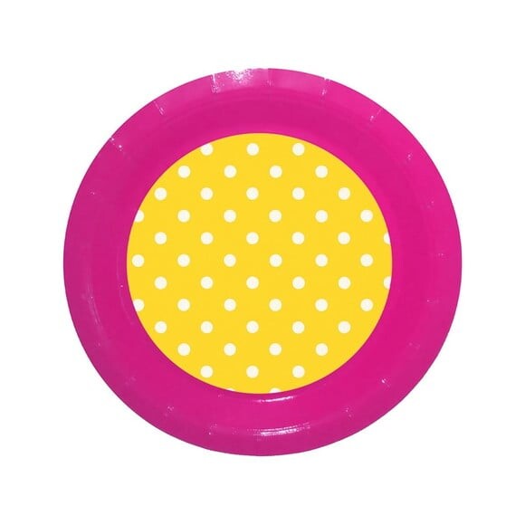 Prato de Papel Personalizado Poá Amarelo