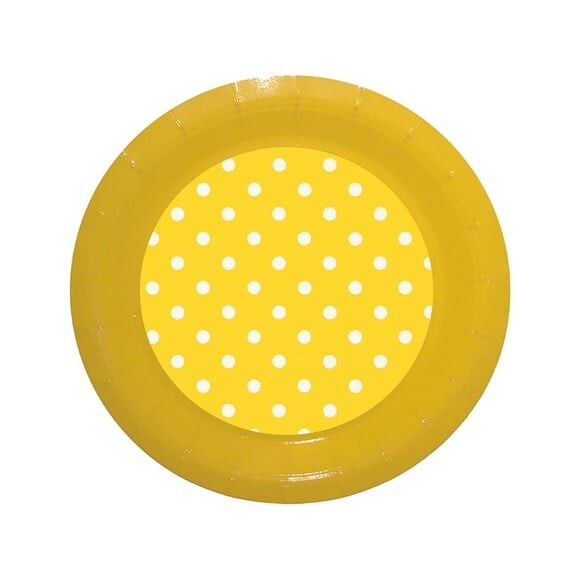 Prato de Papel Personalizado Poá Amarelo