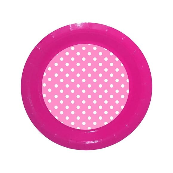 Prato de Papel Personalizado Poá Rosa Pink