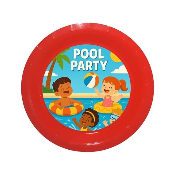Prato de Papel Personalizado Pool Party