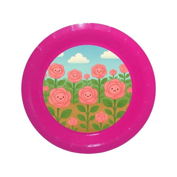Prato de Papel Personalizado Rosas Fofas